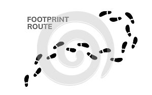 Footsteps footprint trekking route. Follow foot steps track human trail, Walker path print