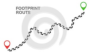 Footsteps footprint trekking route. Follow foot steps track human trail, Walker path print