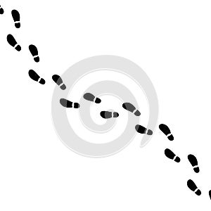 Footsteps footprint trekking route. Follow foot steps track human trail, Walker path print