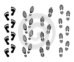 Footsteps isolate on white background. Footprint symbols vector illustrations set