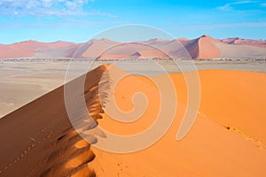 Footsteps sand dune, Sossusvlei, Namibia