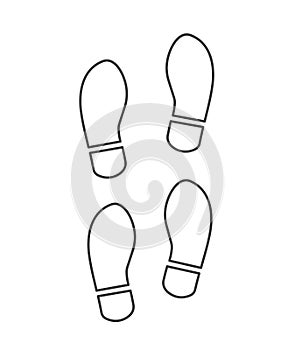 Footsteps, shoeprint icon isolated on white background. Vector illustration
