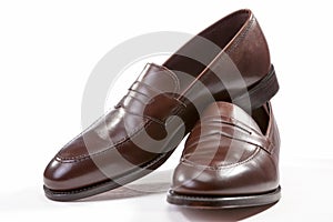 Footwear Concepts. Leather Stylish Brown Penny Loafer Shoes