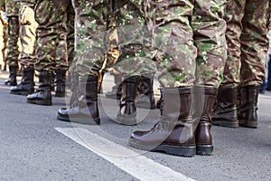 Footwear of soldiers Romania military uniform. Romanian troops