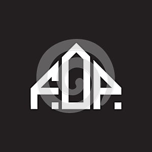 FOP letter logo design on black background. FOP creative initials letter logo concept. FOP letter design