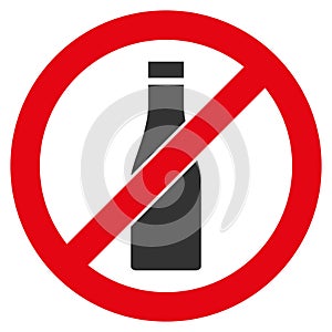 Forbid Beer Bottle Flat Icon Illustration