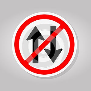 Forbid Two Way Traffic Road Sign Isolate On White Background,Vector Illustration
