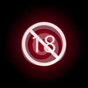 Forbidden 18 age icon in red neon style. Can be used for web, logo, mobile app, UI, UX