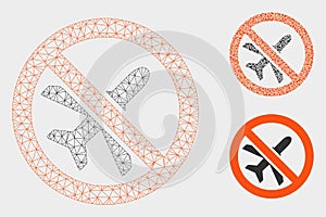 Forbidden Airplane Vector Mesh Wire Frame Model and Triangle Mosaic Icon