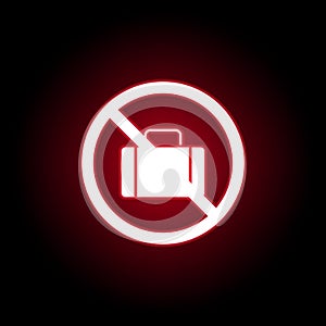 Forbidden bag, suitcase icon in red neon style. Can be used for web, logo, mobile app, UI, UX