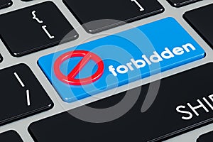 Forbidden button on the keyboard, 3D rendering