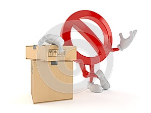 Forbidden character with stack of boxes