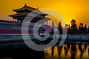 Forbidden City, Beijing, China at sunset