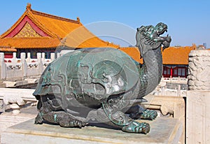 The forbidden city,Bronze turtle in the imperial palace which St