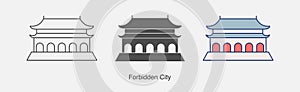 Forbidden city in China icon in different style vector illustration