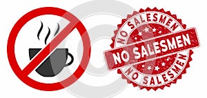 Forbidden Coffee Icon with Grunge No Salesmen Stamp