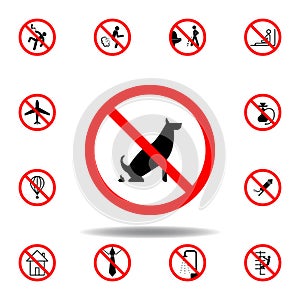 Forbidden dog bullshit icon on white background. set can be used for web, logo, mobile app, UI, UX