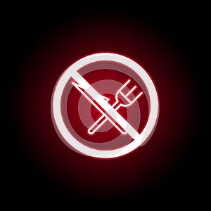 Forbidden eating icon in red neon style. Can be used for web, logo, mobile app, UI, UX