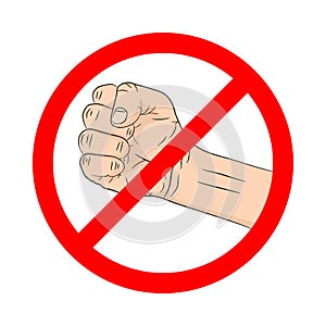 Forbidden fighting sign on white background