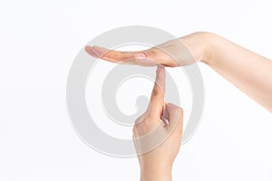 Forbidden gesture on a white background