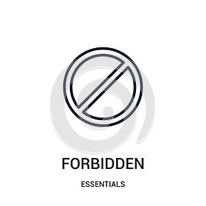 forbidden icon vector from essentials collection. Thin line forbidden outline icon vector illustration. Linear symbol for use on