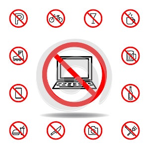 Forbidden laptop icon. set can be used for web, logo, mobile app, UI, UX