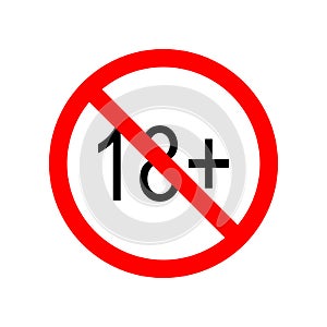 forbidden over 18 years age icon. Element of ptohibited sign for mobile concept and web apps. Sign of forbidden over 18 years age