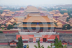 Forbidden Palace covered by smog and air pollution in Beijing, China