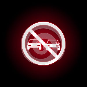 Forbidden pass car icon in red neon style. can be used for web, logo, mobile app, UI, UX