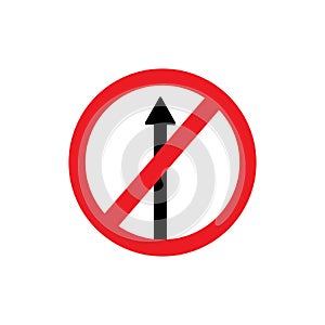 Forbidden - road sign. Stop road sign with hand gesture. Vector red do not enter traffic sign.