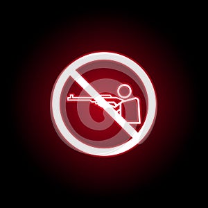 Forbidden shooting, man icon in red neon style. Can be used for web, logo, mobile app, UI, UX