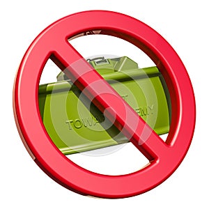 Forbidden sign with anti-personnel mine, 3D rendering