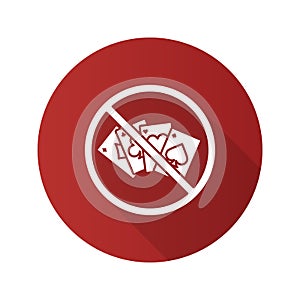 Forbidden sign with cards flat design long shadow glyph icon