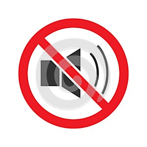 Forbidden sign with loudspeaker glyph icon