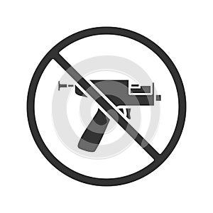 Forbidden sign with piercing gun glyph icon