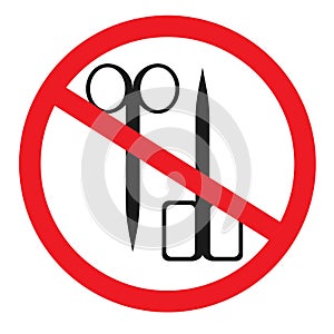 Forbidden sign with scissors glyph icon. No cutting prohibition.