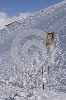 Forbidden sign for snow track access