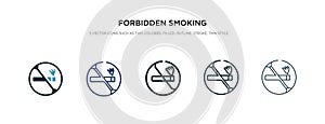 Forbidden smoking icon in different style vector illustration. two colored and black forbidden smoking vector icons designed in