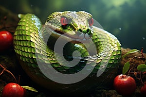 Forbidden Snake apple sin temptation. Generate ai