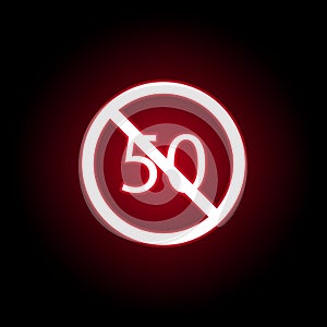 Forbidden speed 50 icon in red neon style. can be used for web, logo, mobile app, UI, UX