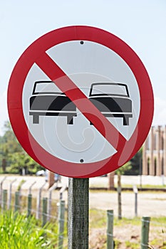 Forbidden to overtake: road sign closeup
