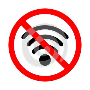 Forbidden wifi signal icon. Vector illustration of a collection of prohibition signs