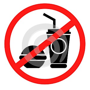 .Forbidding icon. Coffee icon with a burger. Vector illustration.