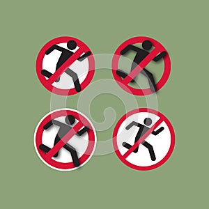 The Forbidding Sign - People Not To Run. Vector Symbol Of The Prohibition To Run. Illustration of the Forbidding Sign
