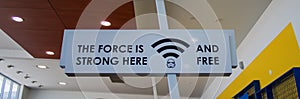 The force is strong here and free WIFI sign