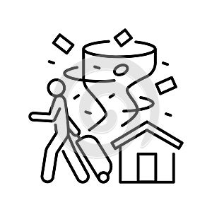 Forced migration black line icon.