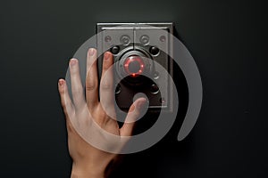 Forceful Hand pushes the button. Generate ai