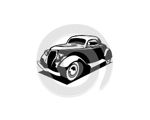 Ford Caupe silhouette. isolated white background view from side.