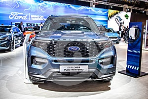 Ford Explorer Plug In Hybrid SUV at Brussels Motor Show, U625, Sixth generation, car produced by Ford Motor Company