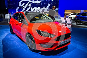 Ford Focus car at the Brussels Expo Autosalon motor show. Belgium - January 12, 2016